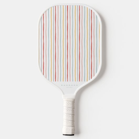 Stijlvol Terug naar Schoolkleurige Stripes Monogra Pickleball Paddle (Achterkant)