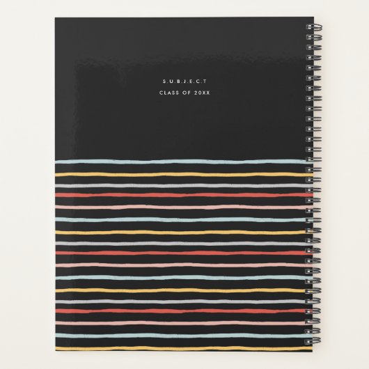 Stijlvol Terug naar Schoolkleurige Stripes Monogra Planner (Achterkant)