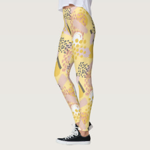 Stijlvol trendy Abstract patroon in geel en roze Leggings