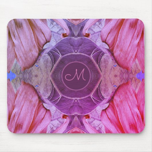 stijlvol Trendy Floral Girly Pink Monogram Muismat (Voorkant)