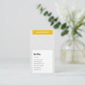 Stijlvol Trendy Mustard Yellow Diagonal Stripe Visitekaartje (Staand voorkant)