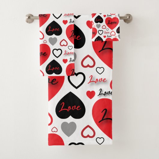 Stijlvol Trendy Red en Black Love Hetern Bad Handdoek (Insitu)