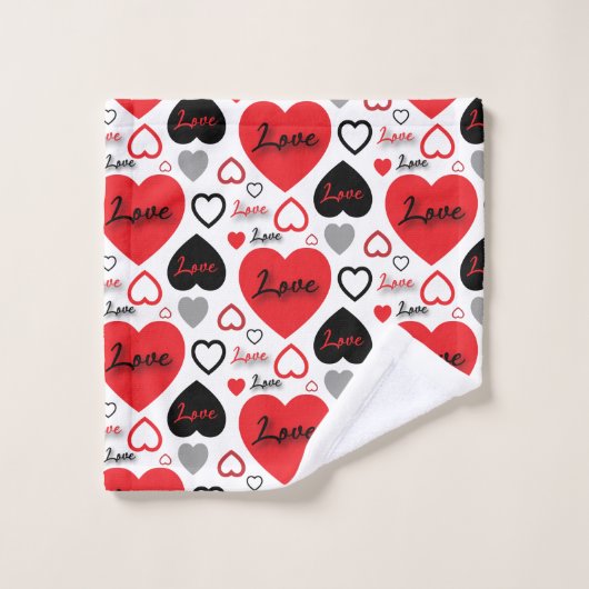 Stijlvol Trendy Red en Black Love Hetern Bad Handdoek (Wasdoekje)