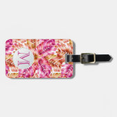 Stijlvol tropisch palm monogrammed bagagelabel (Voorkant horizontaal)