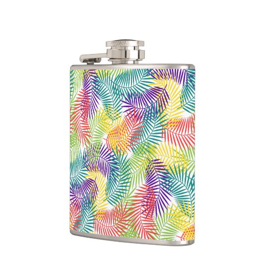 Stijlvol Tropisch palmflap Kleurrijk Patroon Heupfles (Links)