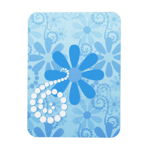 Stijlvol Turquoise Blue Floral Retro Daisy Flowers Magneet