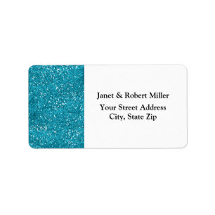 Stijlvol Turquoise Blue Glitter Etiket