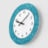Stijlvol Turquoise Blue Glitter Grote Klok (Hoek)