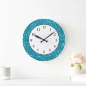 Stijlvol Turquoise Blue Glitter Grote Klok (Huis)