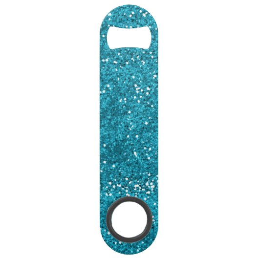 Stijlvol Turquoise Blue Glitter Speed Flessenopener (Voorkant)