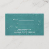 Stijlvol Turquoise Dandelion Cadeaucertificaat Kortingskaartje (Achterkant)