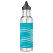 Stijlvol Turquoise Polka Dots Monogram met naam Waterfles (Links)