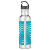 Stijlvol Turquoise Polka Dots Monogram met naam Waterfles (Achterkant)
