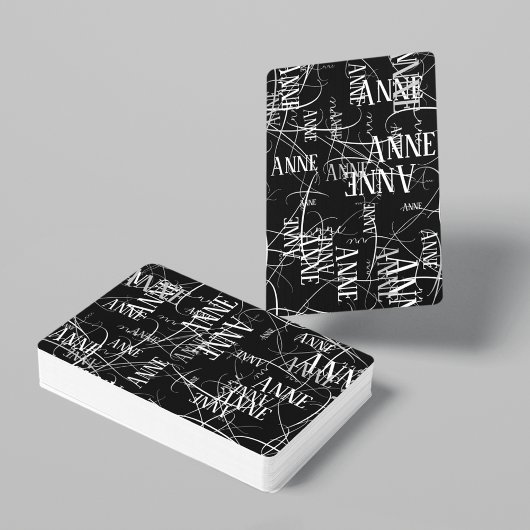 Stijlvol Typografienaam Pattern Black Pokerkaarten
