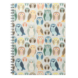 Stijlvol uilpatroon - complementaire kleuren notitieboek