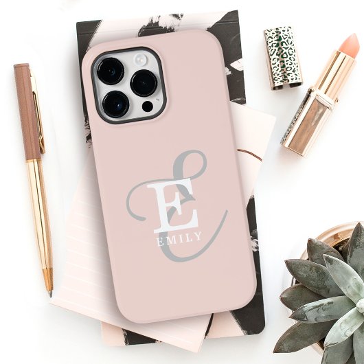 Stijlvol Uniek Monogram Vrouwelijk Blush Roze Case-Mate iPhone Case