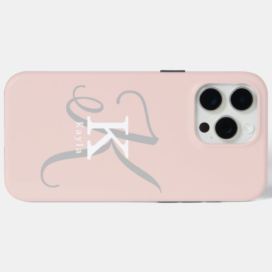 Stijlvol Uniek Monogram Vrouwelijk Blush Roze Case-Mate iPhone Case (Achterkant (horizontaal))