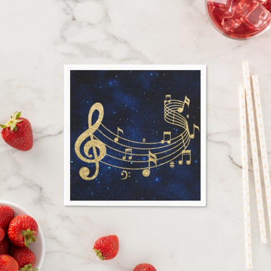 Stijlvol, verfijnd, musical Notes Blue Gold Servet (Insitu)
