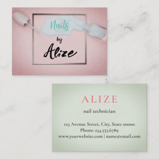 Stijlvol visitekaartje nageltechnicus, schoonheids (Voorkant / Achterkant)