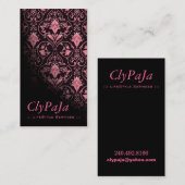 Stijlvol Visitekaartje - "Roccoco" (zwart roos) (Voorkant / Achterkant)