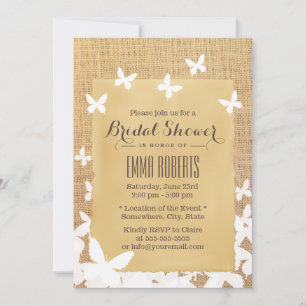 Stijlvol vliegend Butterflies Burlap Vrijgezellenf Kaart