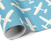 Stijlvol Vliegtuig Retro Plain Verjaardagspatroon Cadeaupapier (Rol Hoek)