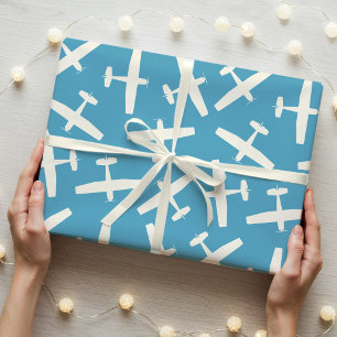Stijlvol Vliegtuig Retro Plain Verjaardagspatroon Cadeaupapier