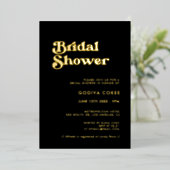 Stijlvol Vrijgezellenfeest met retro zwart en goud Folie Uitnodiging (Staand Voorkant)