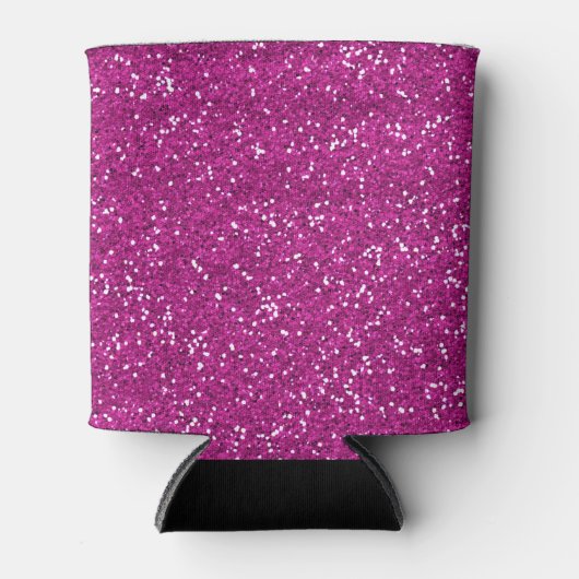 Stijlvol, warm roze glitter blikjeskoeler (Voorkant)