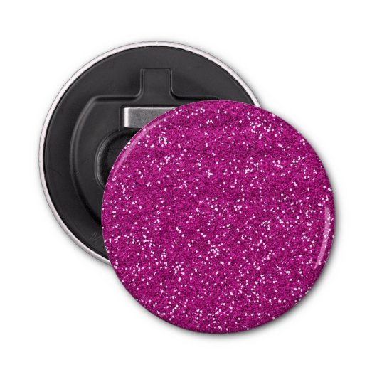 Stijlvol, warm roze glitter button flesopener (Voorkant)