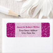 Stijlvol, warm roze glitter etiket (Insitu)