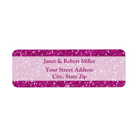 Stijlvol, warm roze glitter etiket (Voorkant)