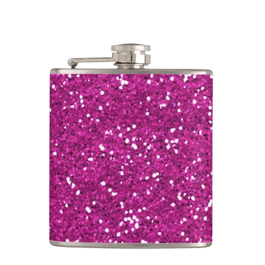 Stijlvol, warm roze glitter heupfles (Voorkant)