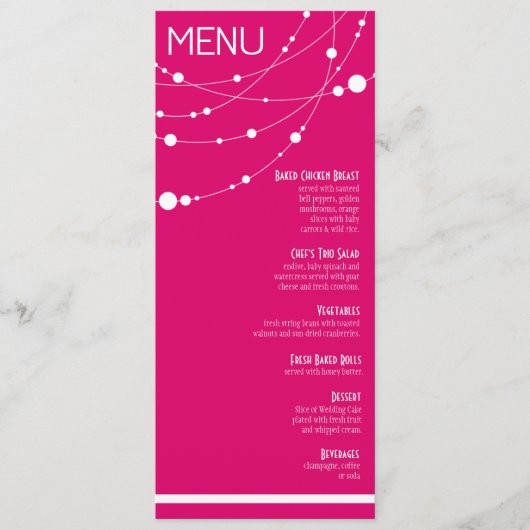 Stijlvol Weddenmenu | fuschia Menu (Voorkant)