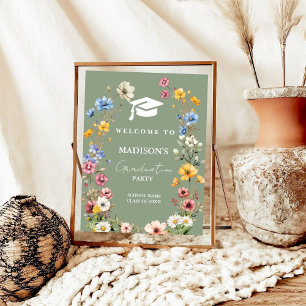 Stijlvol Wildflower Meadow Afstuderen Welkomstbord Poster