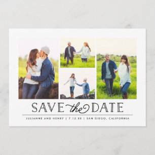 Stijlvol wit 4 Foto slaat de datum op Save The Date