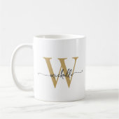 Stijlvol Wit en Goud Monogram Naam Script Koffiemok (Links)