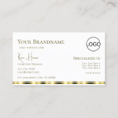 Stijlvol wit goud met monogram en Logo Visitekaartje (Achterkant)
