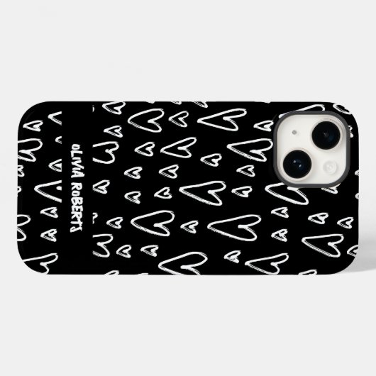 Stijlvol wit krijt harten patroon gepersonaliseerd Case-Mate iPhone case (Achterkant (horizontaal))
