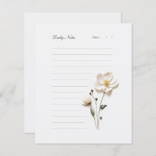 Stijlvol wit met bloemen gevoerd briefpapier (Voorkant / Achterkant)