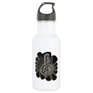 Stijlvol wit op Black Treble Clef Music Doodle Waterfles