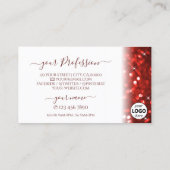 Stijlvol wit rood glitter met Logo modern Visitekaartje (Achterkant)