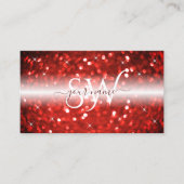 Stijlvol wit rood glitter monogram modern visitekaartje (Voorkant)