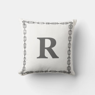 Stijlvol wit zwart monogram letter frame kussen