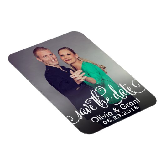 Stijlvol witboek bruiloft Foto Opslaan Datum Magneet (Rechterzijde)