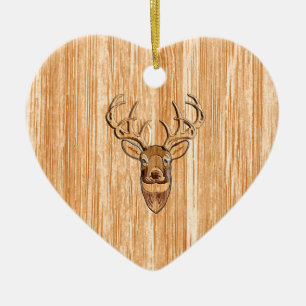 Stijlvol witstaarthertenkop licht houtnerf decor keramisch ornament