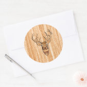 Stijlvol Witte staart Der Licht Hout Graan Deco Ronde Sticker (Envelop)