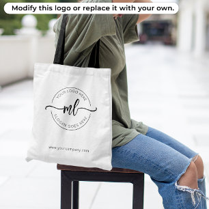 Stijlvol Zakelijk Logo Monogram Beginletters Wit Draagtas