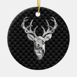 Stijlvol zilver-deer op koolstofvezel keramisch ornament