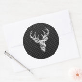 Stijlvol zilver-deer op koolstofvezel ronde sticker (Envelop)